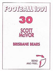 1991 Select AFL Stickers #30 Scott McIvor Back
